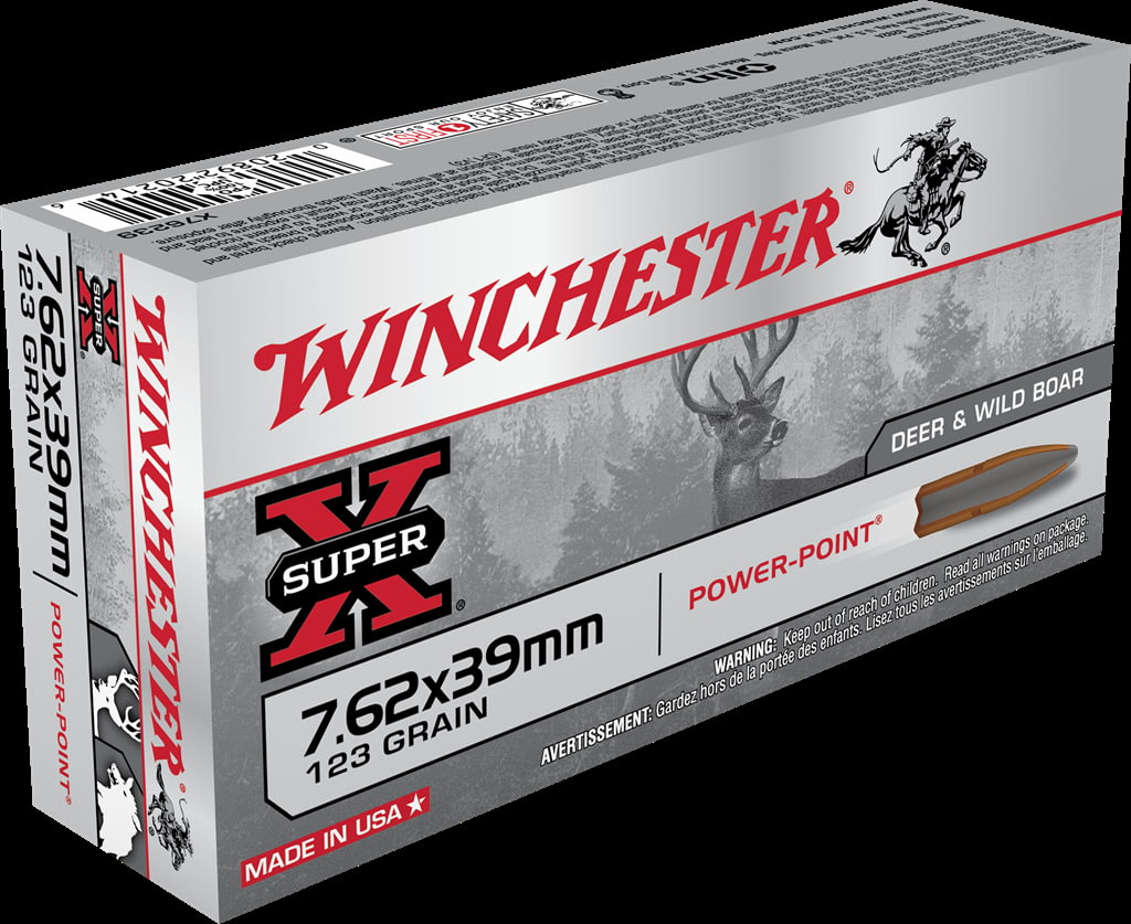 Winchester SUPER-X RIFLE 7.62x39mm 123 grain Power-Point Brass Cased Centerfire Rifle Ammunition