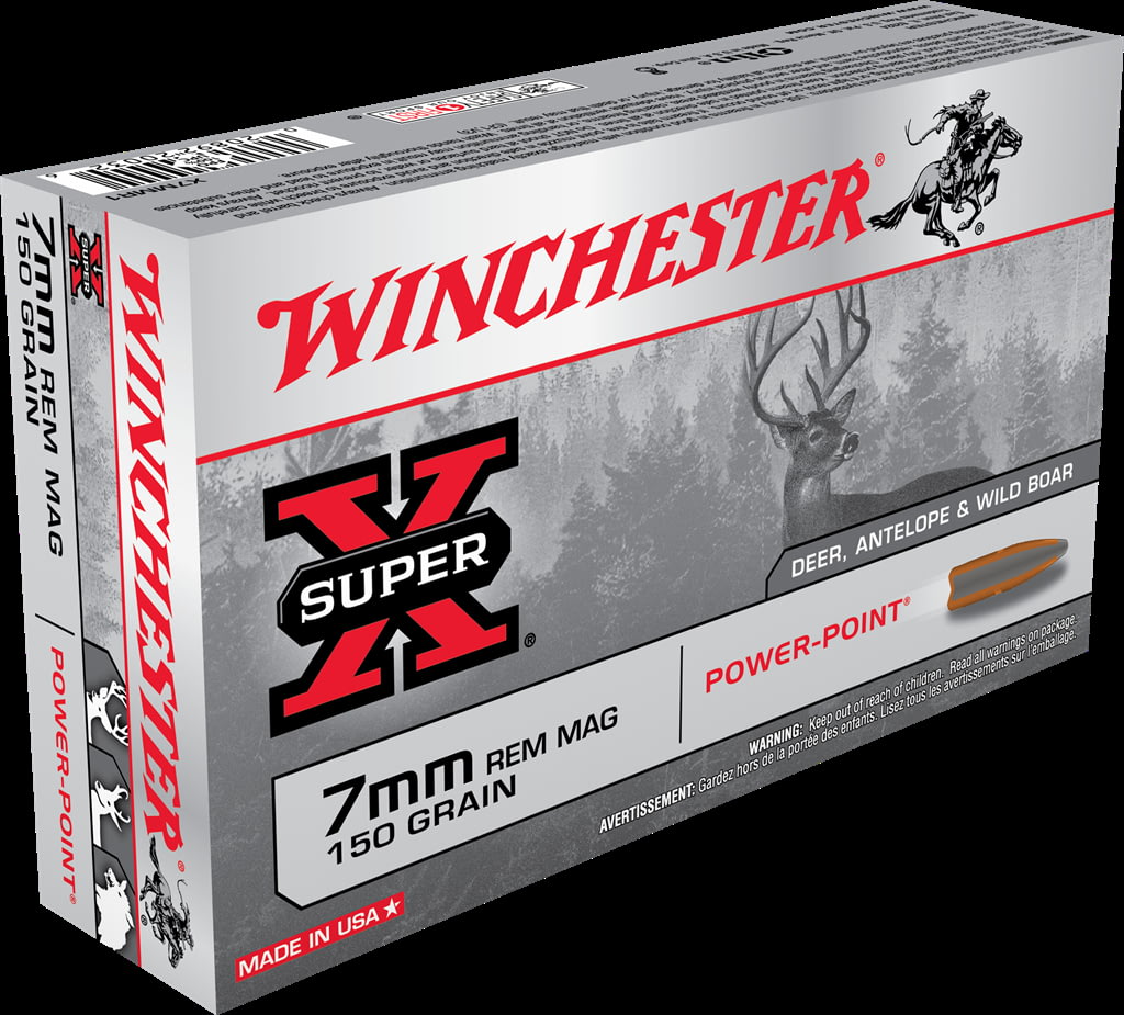 Winchester SUPER-X RIFLE 7mm Remington Magnum 150 grain Power-Point Brass Cased Centerfire Rifle Ammunition