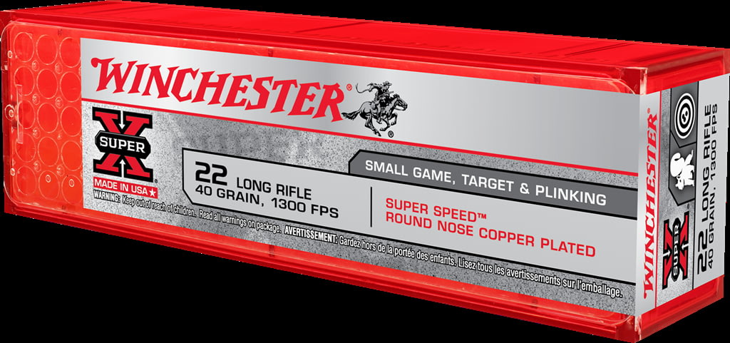 Winchester SUPER-X RIMFIRE .22 Long Rifle 40 grain Copper Plated Lead Round Nose Rimfire Ammunition