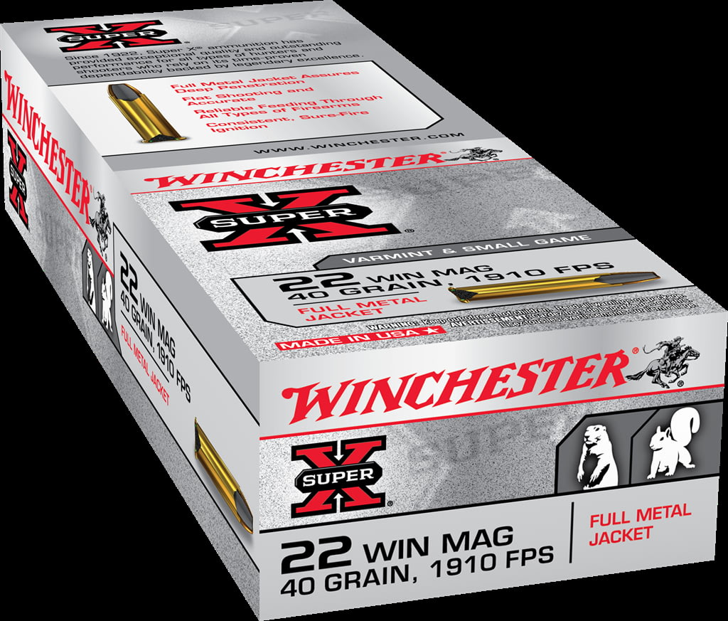 Winchester SUPER-X RIMFIRE .22 Winchester Magnum Rimfire 40 grain Full Metal Jacket Brass Cased Rimfire Ammunition