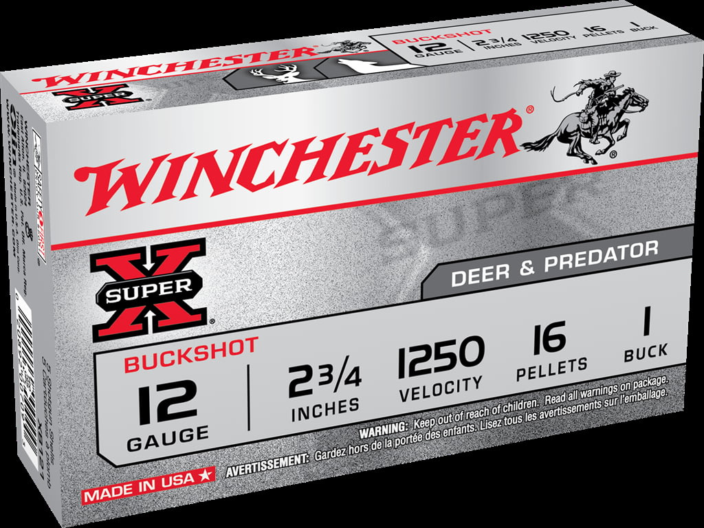 Winchester SUPER-X SHOTSHELL 12 Gauge 16 Pellets 2.75" Centerfire Shotgun Buckshot Ammunition