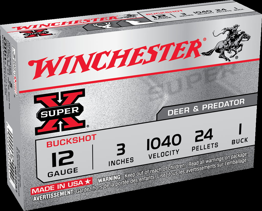 Winchester SUPER-X SHOTSHELL 12 Gauge 24 Pellets 3" Centerfire Shotgun Buckshot Ammunition