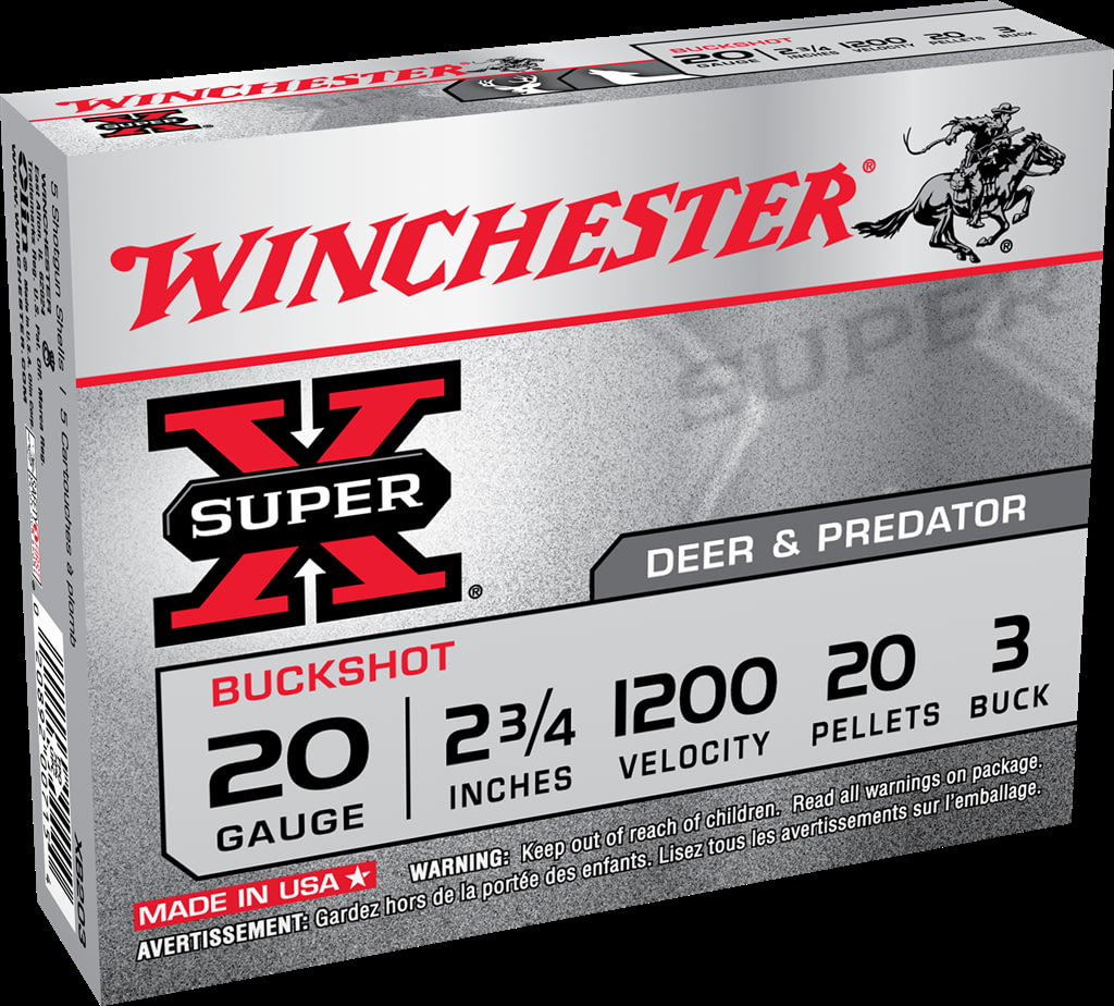 Winchester SUPER-X SHOTSHELL 20 Gauge 20 Pellets 2.75" Centerfire Shotgun Buckshot Ammunition