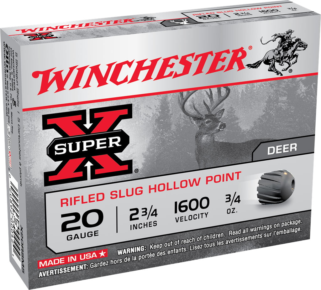 Winchester SUPER-X SHOTSHELL 20 Gauge 3/4 oz 2.75" Centerfire Shotgun Slug Ammunition
