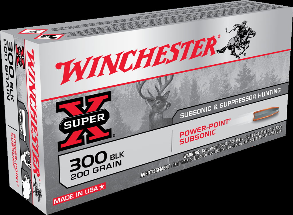 Winchester SUPER X SUBSONIC EXPANDING .300 AAC Blackout 200 grain Copper Plated Hollow Point Centerfire Rifle Ammunition