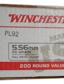 Winchester USA 5.56 NATO 55 Gr Full Metal Jacket 200 Rounds