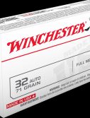Winchester USA HANDGUN .32 ACP 71 grain Full Metal Jacket Brass Cased Centerfire Pistol Ammunition