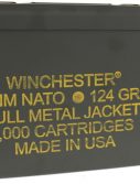Winchester USA HANDGUN 9mm Luger 124 grain Full Metal Jacket Brass Case Centerfire Pistol Ammunition