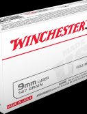 Winchester USA HANDGUN 9mm Luger 147 grain Full Metal Jacket Brass Cased Centerfire Pistol Ammunition