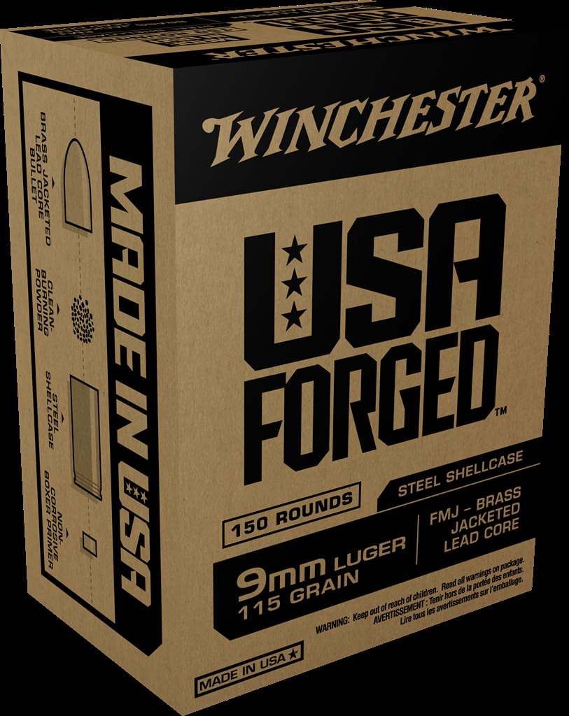 Winchester USA HANDGUN FORGED 9mm Luger 115 grain Full Metal Jacket Centerfire Pistol Ammunition