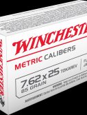 Winchester USA HANDGUN METRIC CALIBERS 7.62x25mm Tokarev 85 grain Full Metal Jacket Centerfire Pistol Ammunition