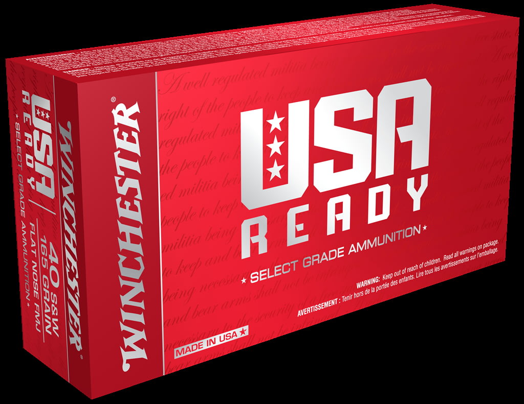 Winchester USA READY .40 S&W 165 grain Full Metal Jacket Flat Nose Centerfire Pistol Ammunition
