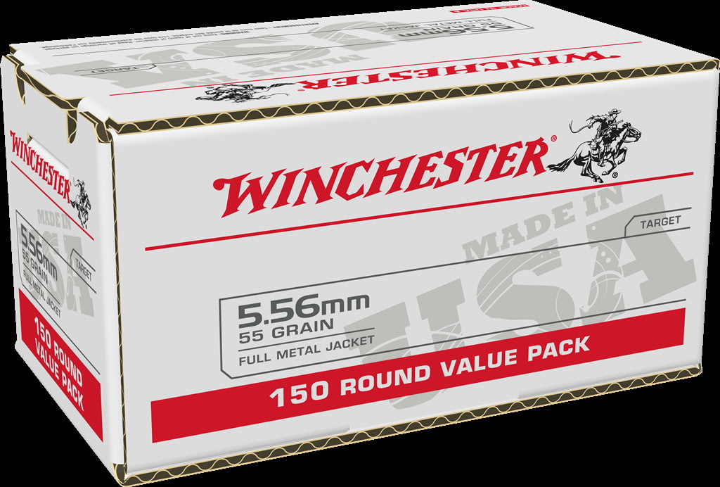 Winchester USA RIFLE 5.56x45mm NATO 55 grain Full Metal Jacket Centerfire Rifle Ammunition - 150 Rounds
