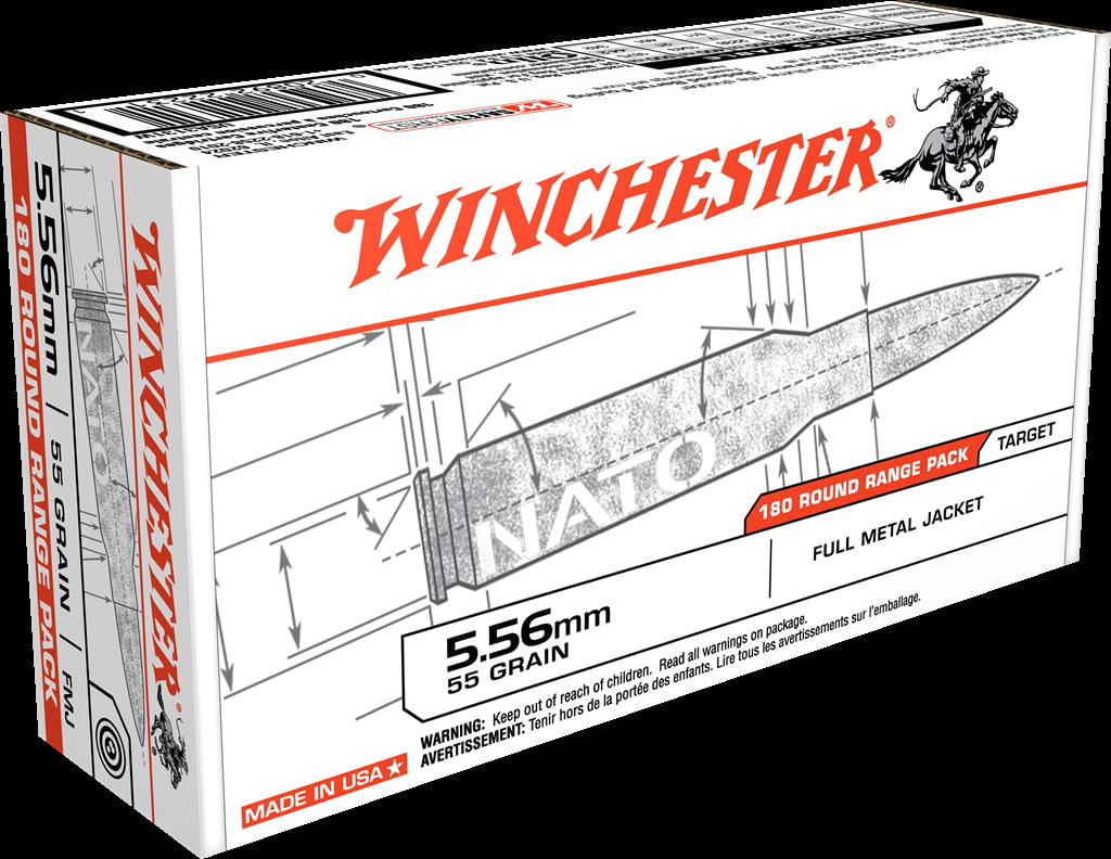 Winchester USA RIFLE 5.56x45mm NATO 55 grain Full Metal Jacket Centerfire Rifle Ammunition