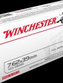 Winchester USA RIFLE 7.62x39mm 123 grain Full Metal Jacket Brass Cased Centerfire Rifle Ammunition