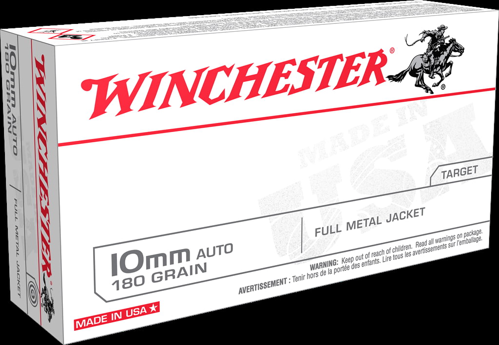 Winchester USA WHITE BOX 10mm Auto 180 grain Full Metal Jacket Centerfire Pistol Ammunition