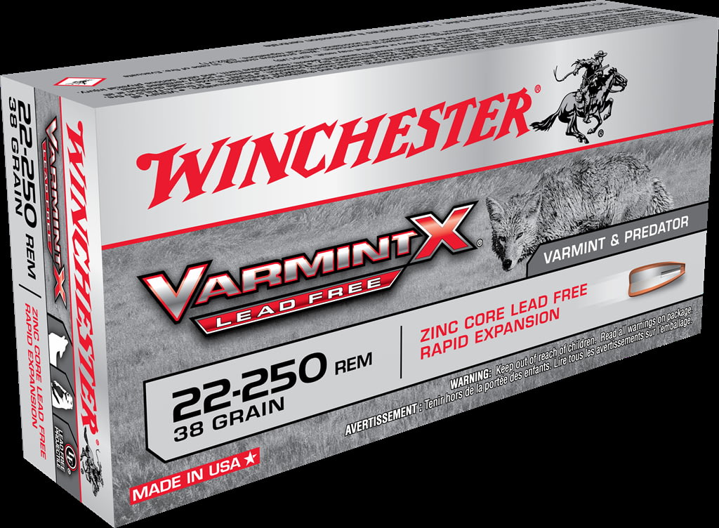 Winchester VARMINT X RIFLE LEAD FREE .22-250 Remington 38 grain Zink Core Hollow Point Centerfire Rifle Ammunition