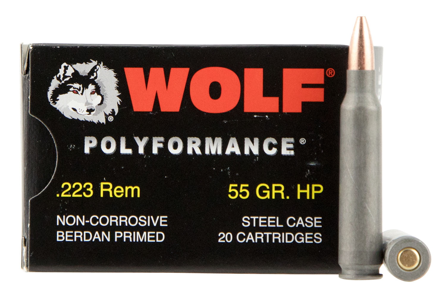 Wolf 22355HP PolyFormance 223 Rem 55 Gr Hollow Point (HP) 20 Bx/ 25 Cs