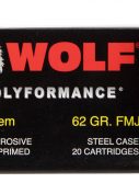 Wolf 22362 PolyFormance 223 Rem 62 Gr Full Metal Jacket (FMJ) 20 Bx/ 25 Cs