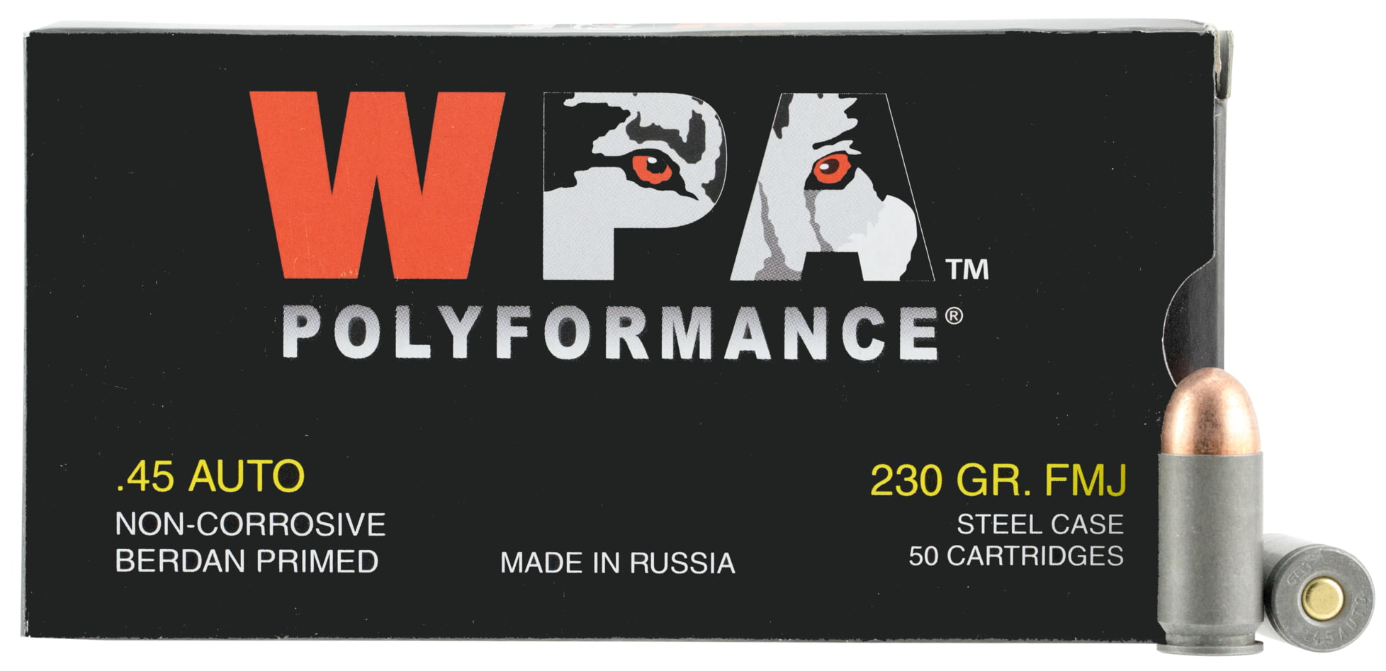 Wolf 45FMJ PolyFormance 45 ACP 230 Gr Full Metal Jacket (FMJ) 50 Bx/ 10 Cs