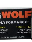 Wolf 762BFMJ PolyFormance 7.62x39mm 123 Gr Full Metal Jacket (FMJ) 20 Bx/ 50 Cs