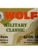 Wolf MC22362SP Military Classic 223 Rem 62 Gr Soft Point (SP) 20 Bx/ 25 Cs 500r