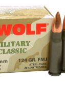 Wolf MC762BFMJ Military Classic 7.62x39mm 124 Gr Full Metal Jacket (FMJ) 20 Bx/