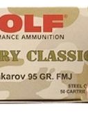 Wolf MC918FMJ Military Classic 9x18 Makarov 94 Gr Full Metal Jacket (FMJ) 50 Bx